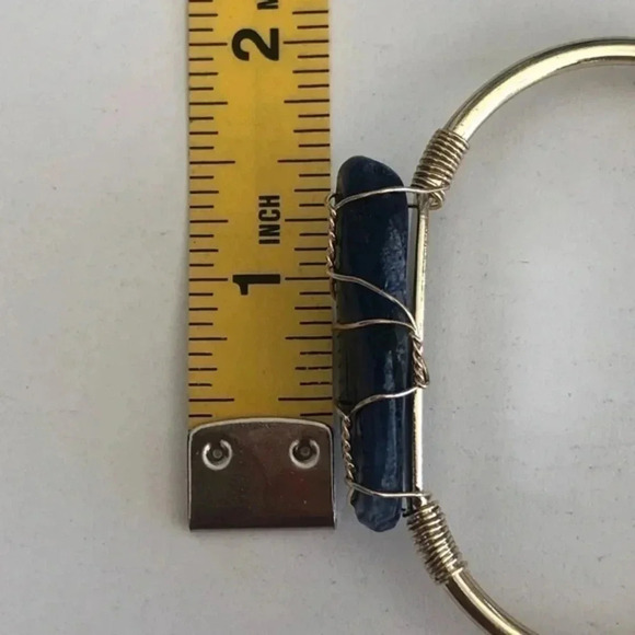 14k Gold Plated Small Real Sodalite Stone Cuff Bracelet NWT - Picture 5 of 9